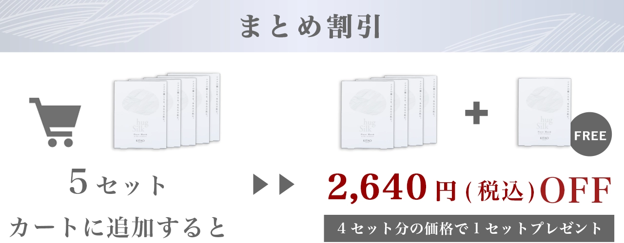 まとめ割引 5セットカートに追加すると2640円（税込）OFF 4セット分の価格で1セットプレゼント